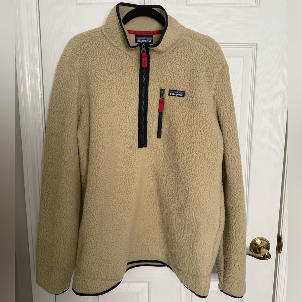 Patagonia Fleece Pullover with Red Accents